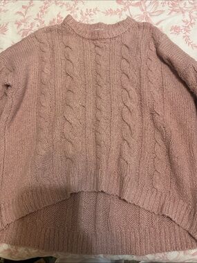 abercrombie kids Blush Pink Cable Knit Crewneck Sweater